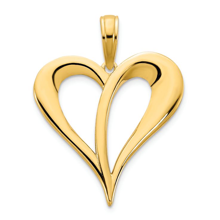14k Yellow Gold Open Heart Pendant