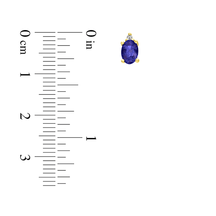 0.82ctw Oval Tanzanite and Diamond Earring set in 14k Yellow Gold