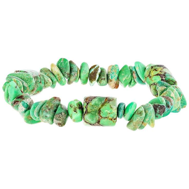 Green Turquoise Chip Bead Stretch Bracelet Set Of 3