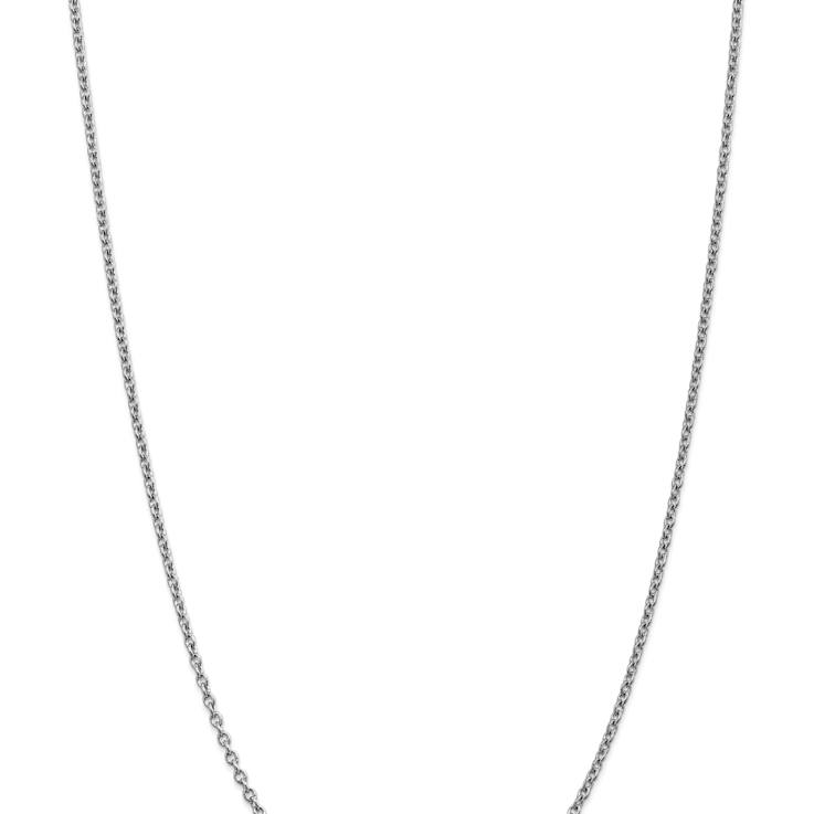 Rhodium Over 14k White Gold 2.4mm Solid Round Open Link Cable 16 Inch Chain