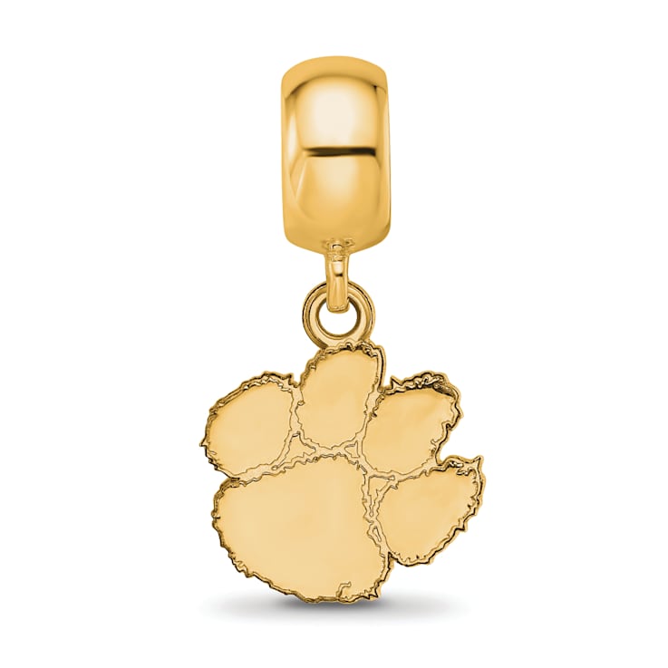 14K Yellow Gold Over Sterling Silver LogoArt Clemson University Small
Dangle Bead