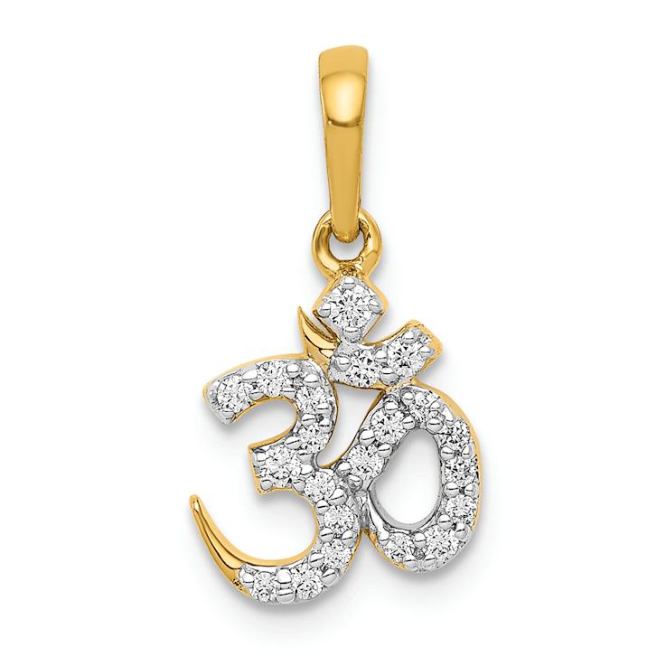 14K Two-tone Gold  Diamond Om Pendant
