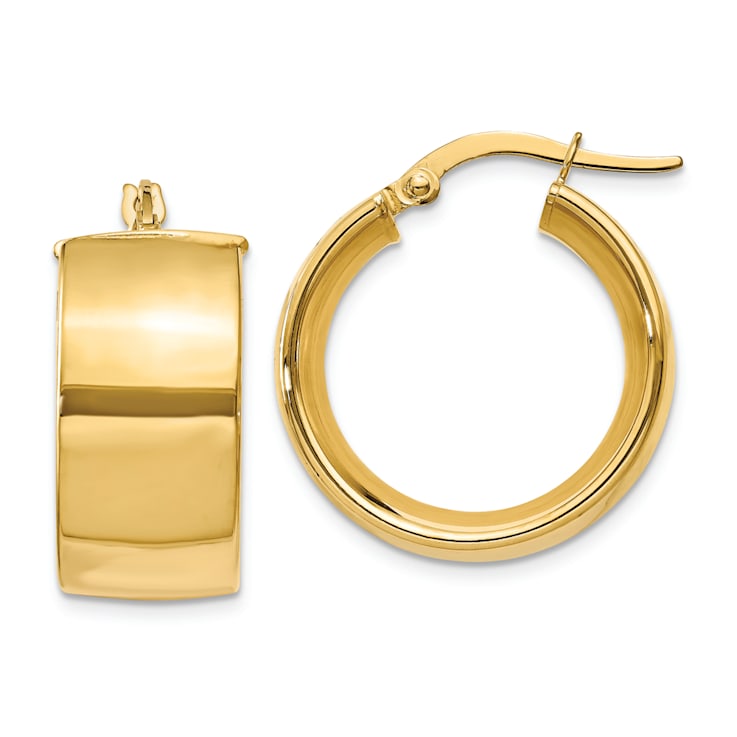 14k Yellow Gold 5/8" Polished Round Hoop Earrings