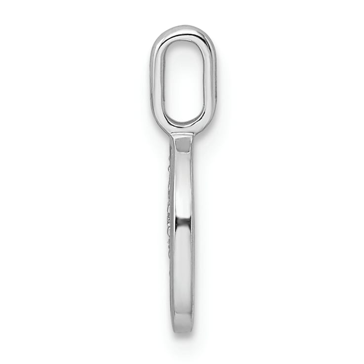 14K White Gold Diamond Letter O Initial Pendant