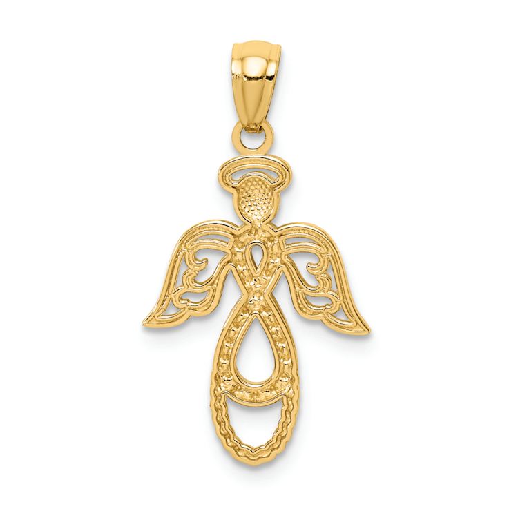 14k Two-tone Gold Infinity Angel Pendant