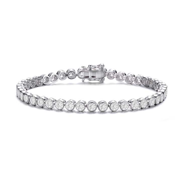 Milgrain CZ Tennis Bracelet In Sterling Silver