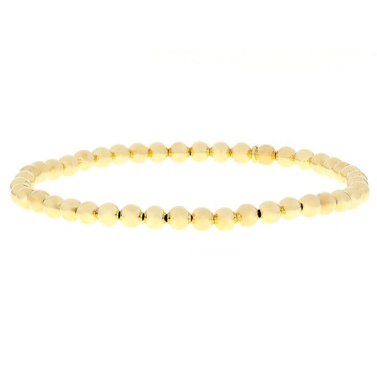 Beaded Stretch Bracelet Set Of 3 In 18K Gold Over Bronze