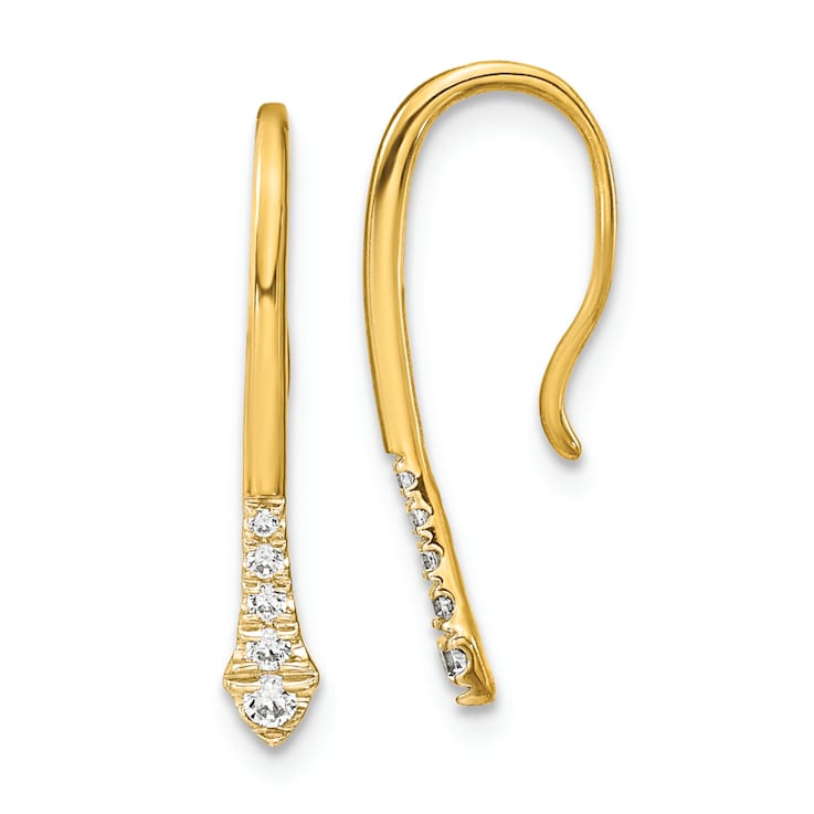 14K Yellow Gold Lab Grown Diamond Drop Wire Earrings