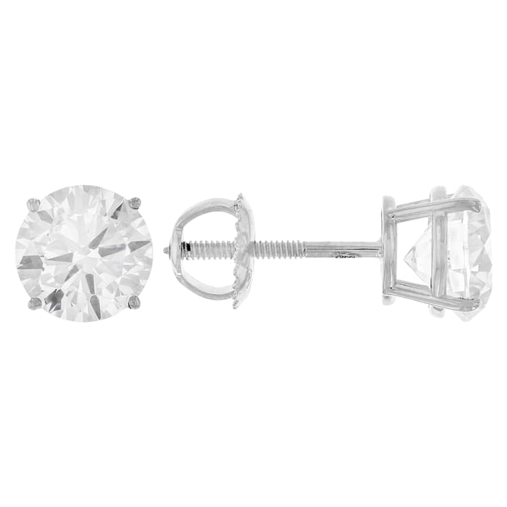 Lab-Grown Diamond Solitaire Stud Earrings 3.00ctw In 10K White Gold