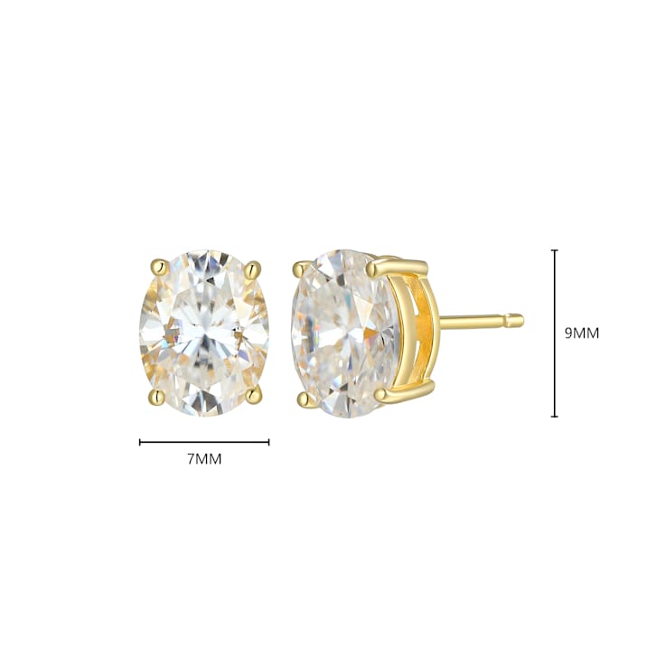Oval Moissanite 14k Yellow Gold Over Silver Stud Earrings 4.20ctw DEW