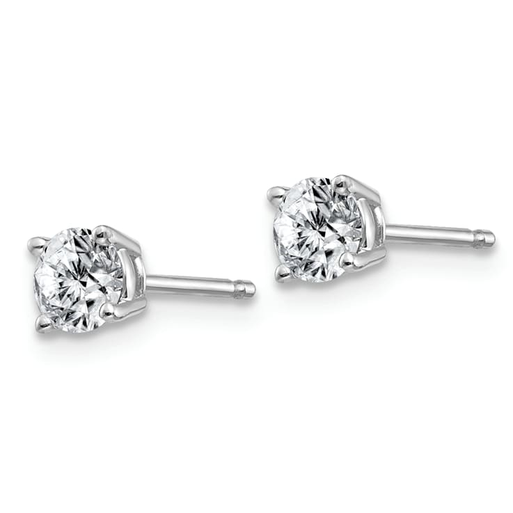Rhodium Over 14K White Gold 1/2ct. 4.0mm Round D E F Pure Light
Moissanite Earrings