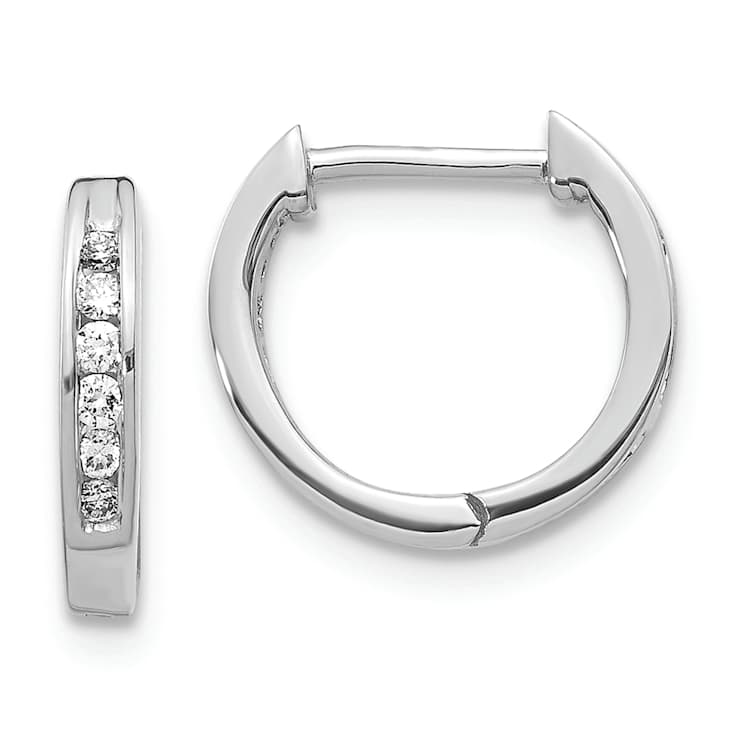 Diamond Hinged Hoop Earrings In 10K White Gold 0.12ctw