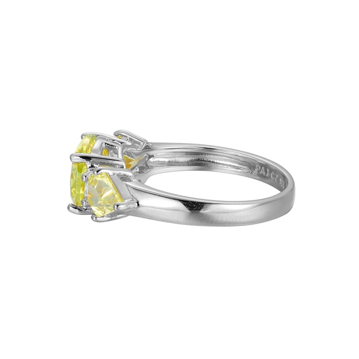 Green Cubic Zirconia Platinum Over Sterling Silver August Birthstone
Ring 4.79ctw
