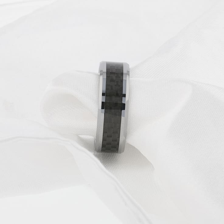 MAXIMUS Black Carbon Fiber Inlay Tungsten Carbide Wedding Band 8mm