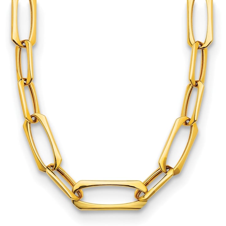 18K Yellow Gold Fancy Oval Link 18-inch Necklace