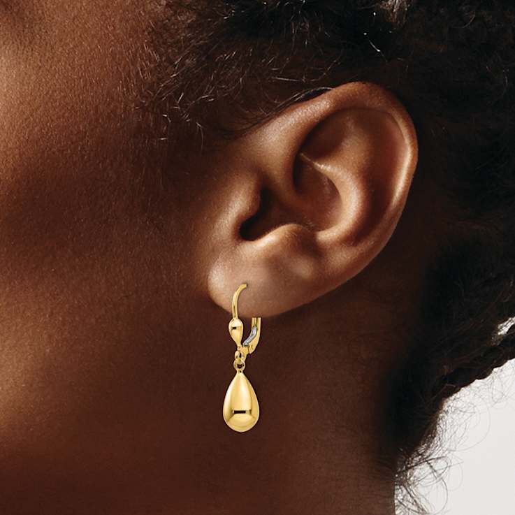 14k Yellow Gold Polished Fancy Dangle Earrings