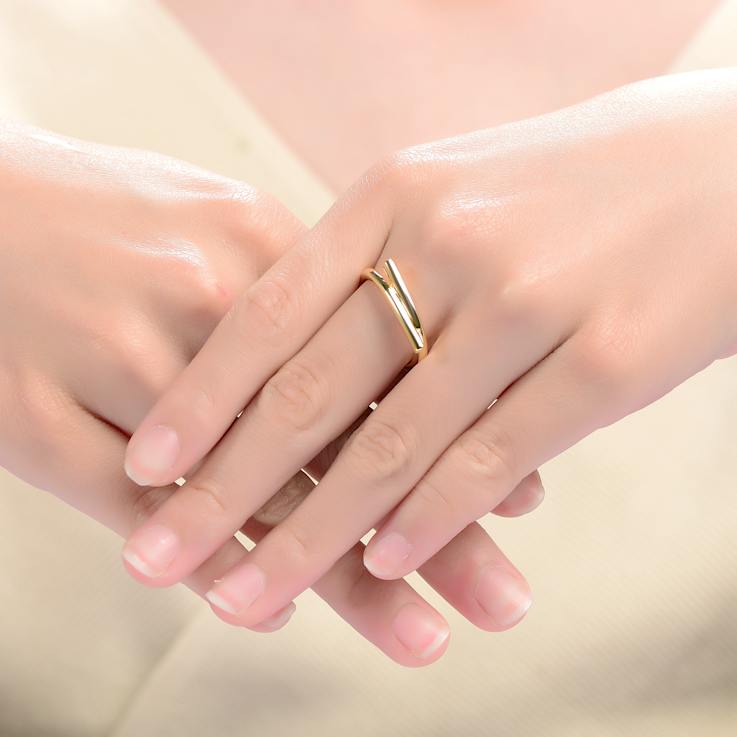 Sculptural Bypass Ring In 14K Gold Over Brass