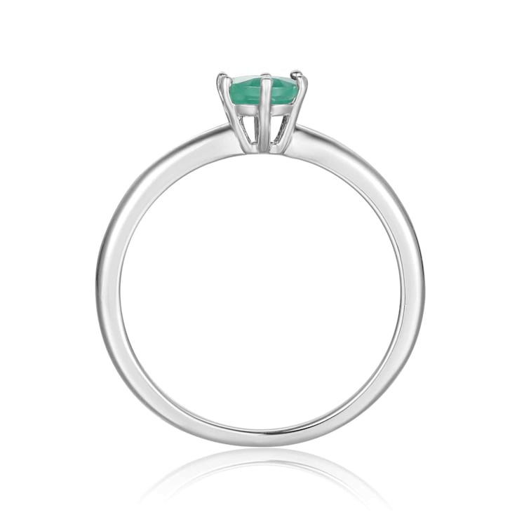 Oval Emerald Sterling Silver Solitaire Ring, 0.85ct