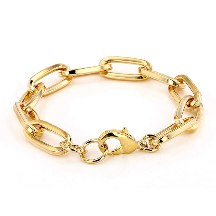 Paperclip Link Bracelet In 18K Gold Over Bronze