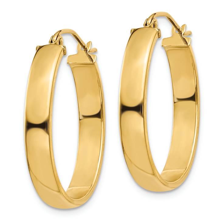 14k Yellow Gold 1" Oval Hoop Earrings