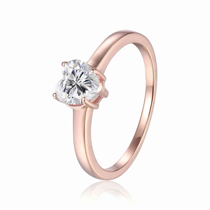 Heart Shape Moissanite 14K Rose Gold Over Sterling Silver Solitaire
Ring, 0.80ct