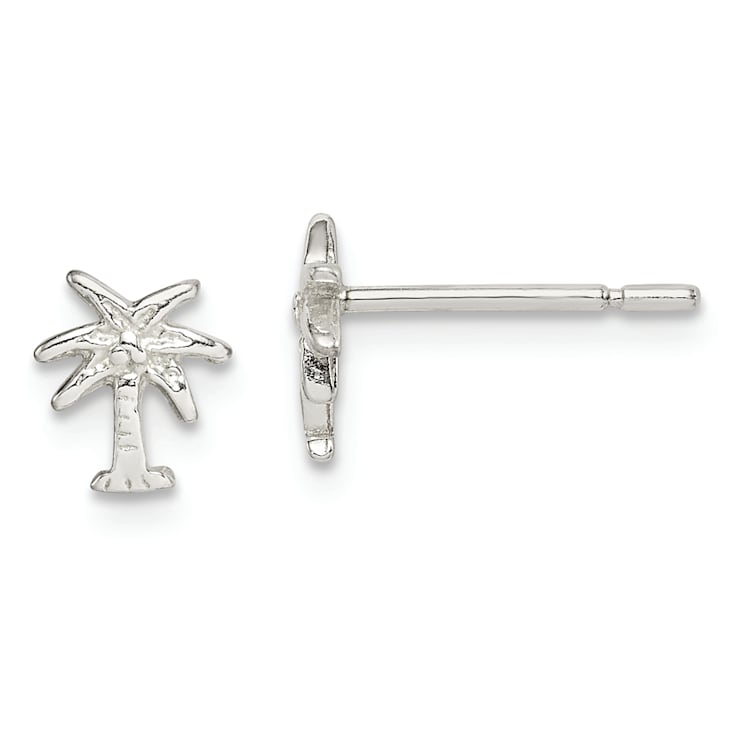 Sterling Silver Polished Palm Tree Post Earrings