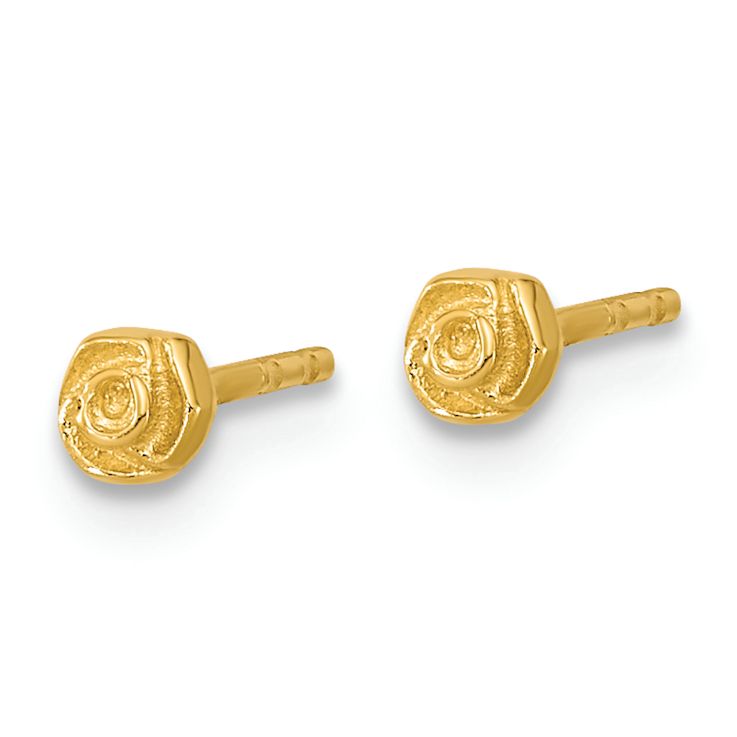 14k Yellow Gold Polished 3mm Rose Stud Earrings