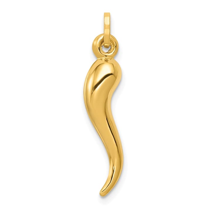 14 Karat Yellow Gold Hollow 3D Italian Horn Charm