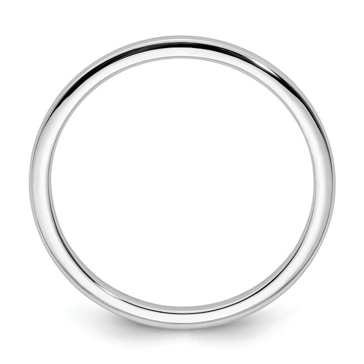 Rhodium Over 10K White Gold 1.2mm Half Round Stackable Expressions Band