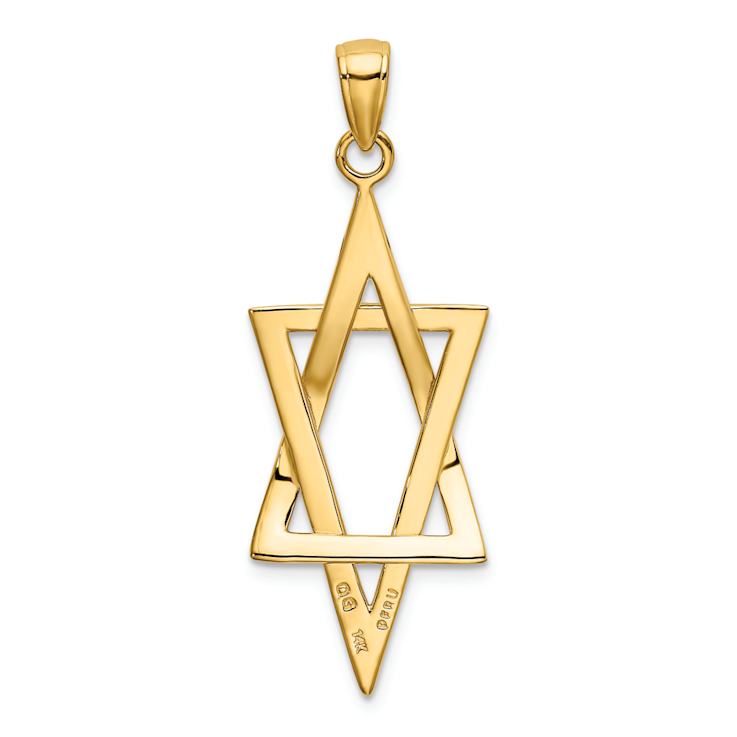14k Yellow Gold Elongated Star of David Pendant