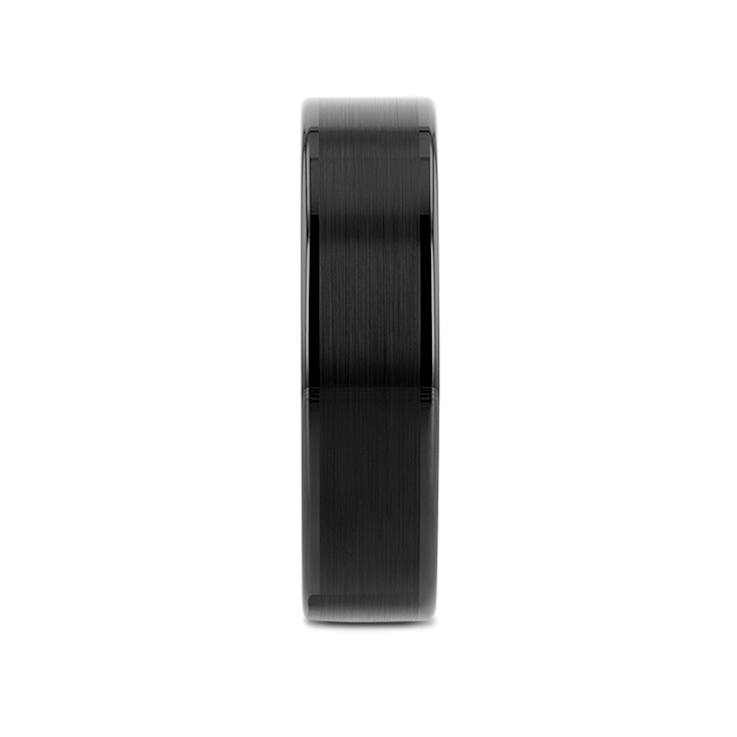 VULCAN Flat Black Tungsten Ring with Brushed Center & Polished Edges 6mm