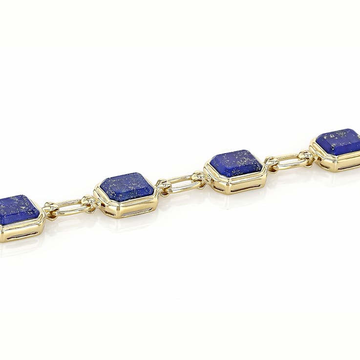 Lapis Lazuli Tennis Bracelet In 18K Gold Over Sterling Silver