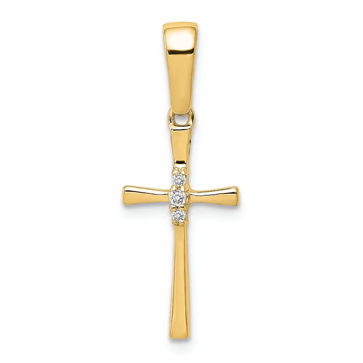 10k Yellow Gold Diamond Cross Pendant