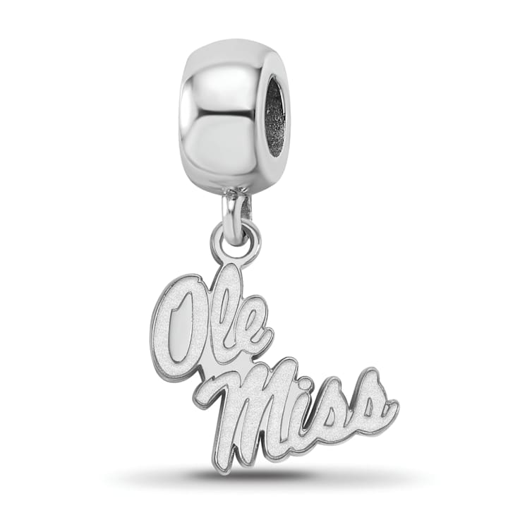 Sterling Silver Rhodium-plated LogoArt University of Mississippi Small
Dangle Bead