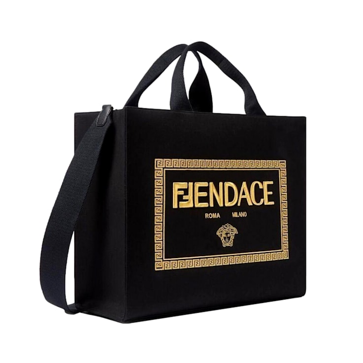 Fendi x Versace Fendace Black Canvas Convertible Large