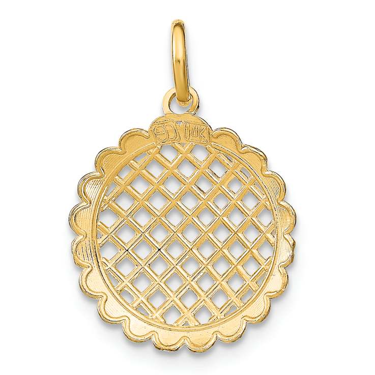 14K Two-tone Gold  Diamond-Cut Sunflower Pendant