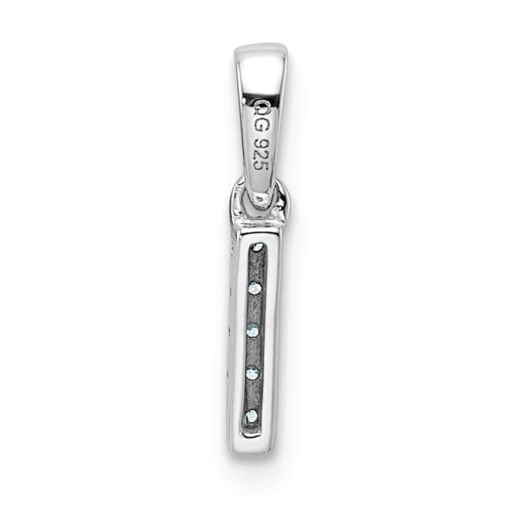 14K White Gold Diamond Letter I Initial with Bail Pendant