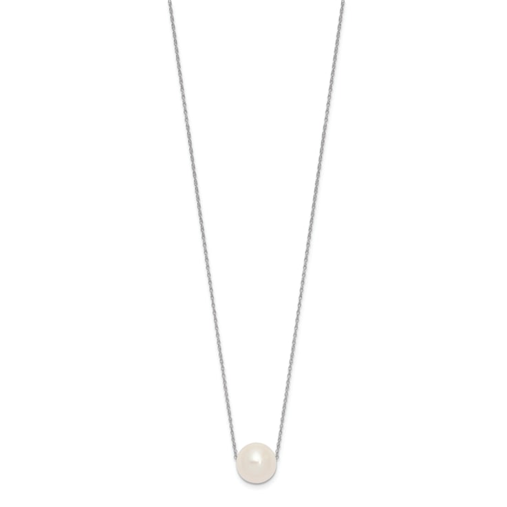 Freshwater Cultured Pearl Station Necklace In 10K White Gold 17 Inch