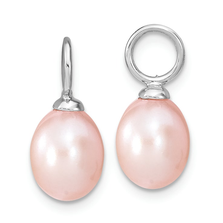 Rhodium Over Sterling Silver  7-8mm White/Pink FWC Pearl Cubic Zirconia
Changeable Earring
