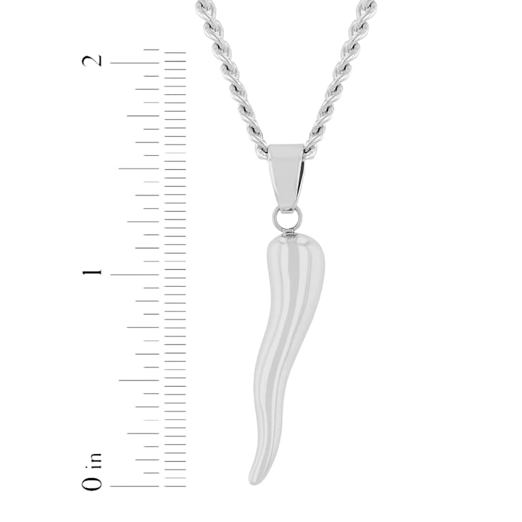 Robert Alton Men's Cornicello Italian Horn Pendant With Chain In
Stainless Steel