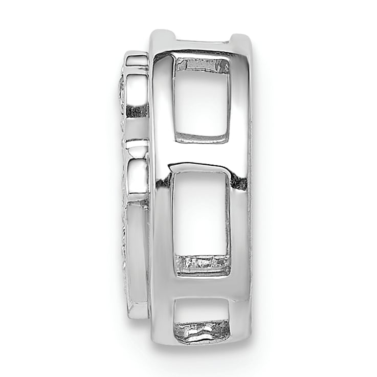 Rhodium Over 14k White Gold Diamond Hamsa Chain Slide Pendant