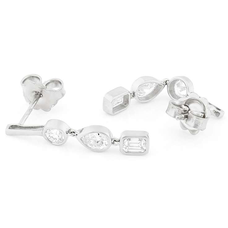 Multi-Shape Lab-Grown Diamond Dangle Earrings In 10K White Gold