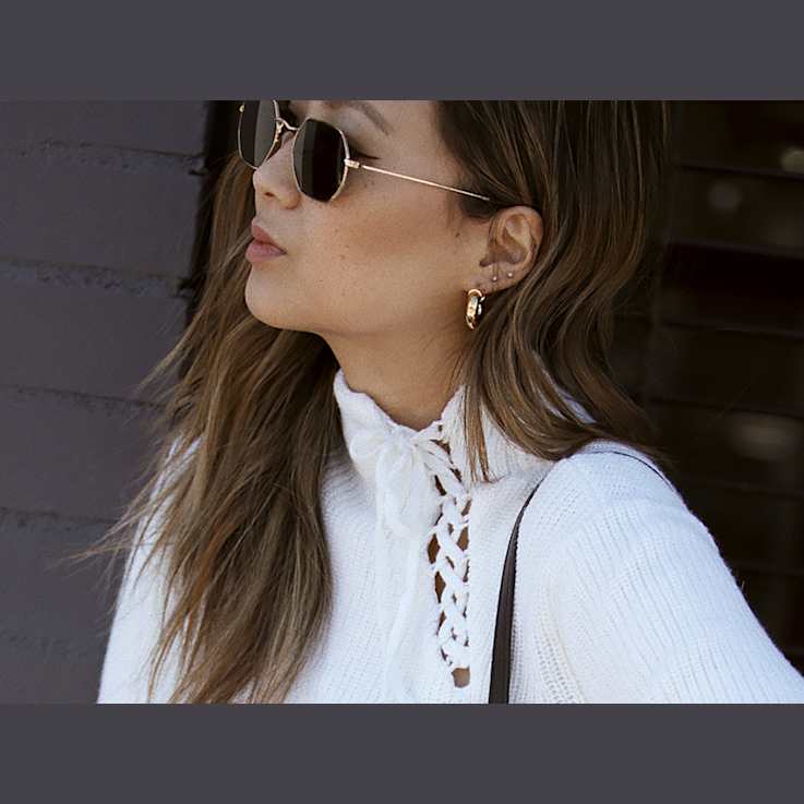 18k Yellow Gold Over Bronze Tube Hoop Earrings