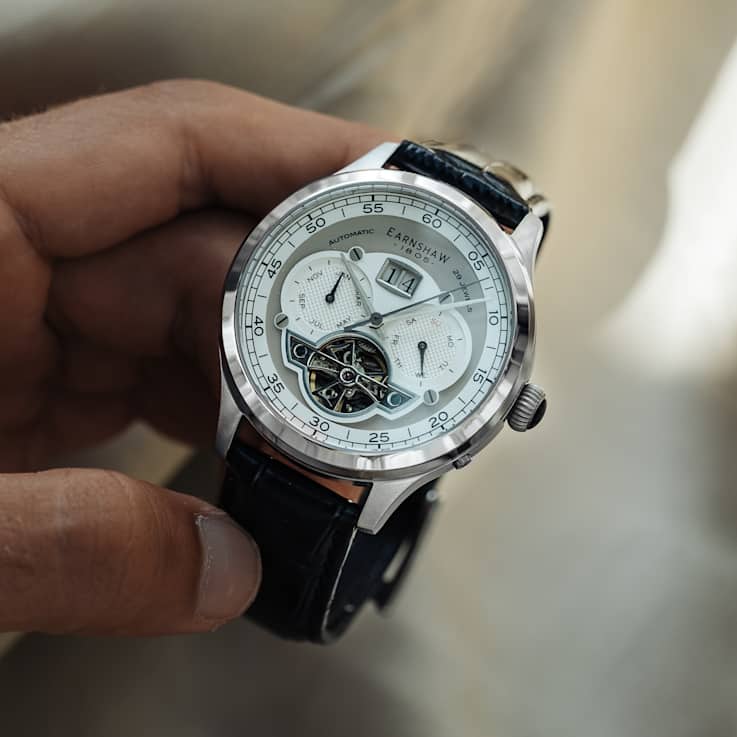 Thomas Earnshaw Baron Grand Date Calendar Open Heart Automatic