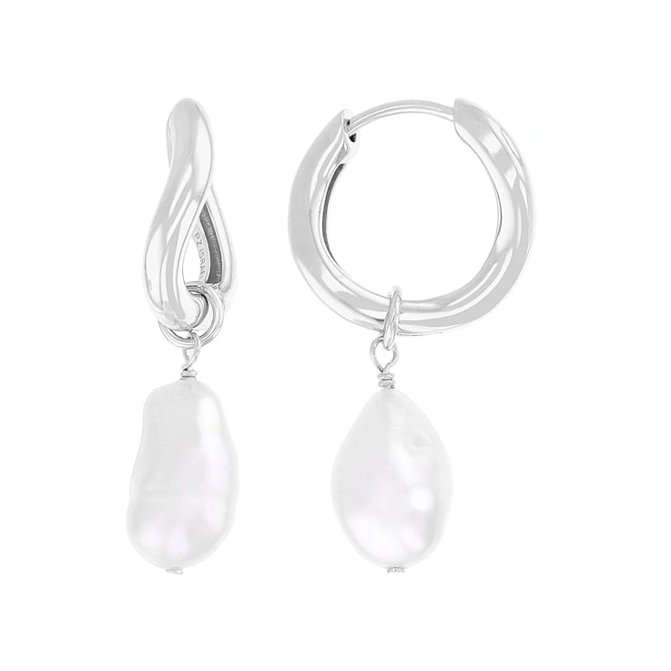 Freshwater Pearl Drop Earrings 10mm In Sterling Silver