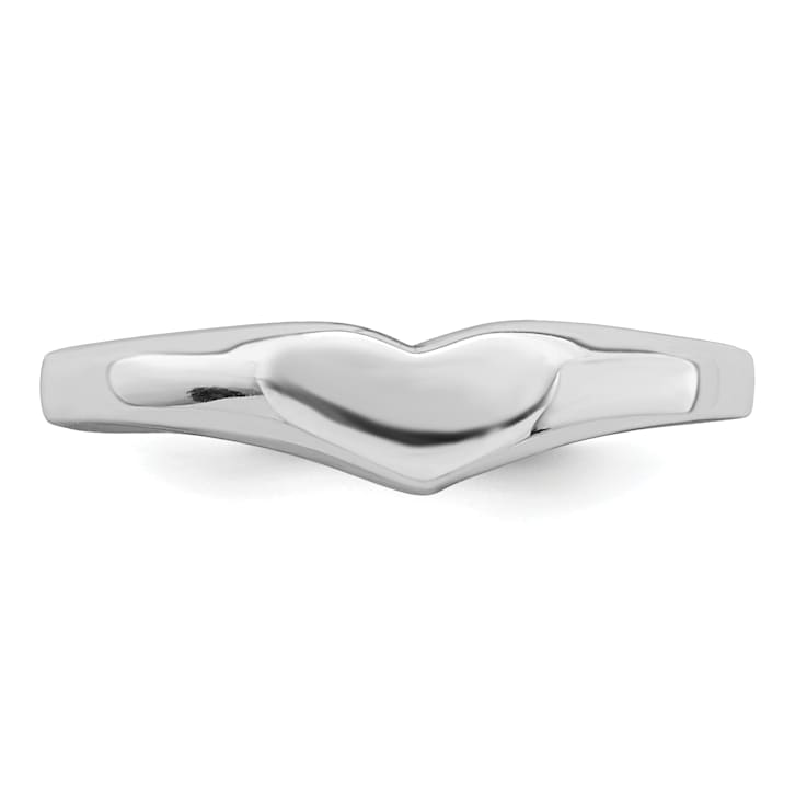 Rhodium Over Sterling Silver Polished Elongated Heart Children's Ring