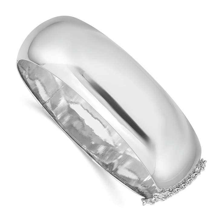 Rhodium Over Sterling Silver 20mm Fancy Hinged Bangle Bracelet