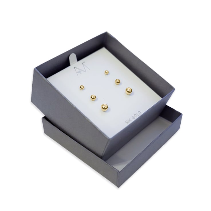 3-Pack 14k Yellow Gold Ball Stud Earrings - 3mm, 4mm, and 5mm Sizes
