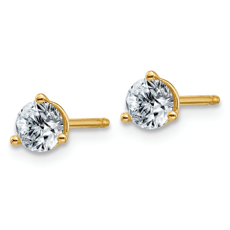 14K Yellow Gold 1/2ct. 4.0mm Round D E F Pure Light Moissanite Earrings