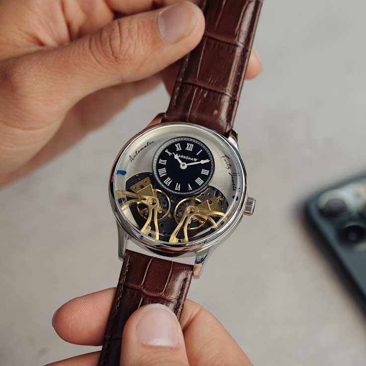 Thomas Earnshaw Scientists Faraday Double Barrel Brown Stainless Steel
Band Automatic Watch